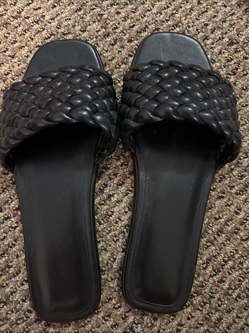 Michael Kors Womens Black Braided Slide Sandals - Classic Slip-On